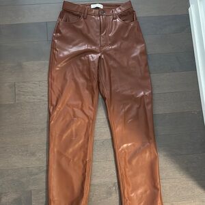 Brown Faux Leather Pants